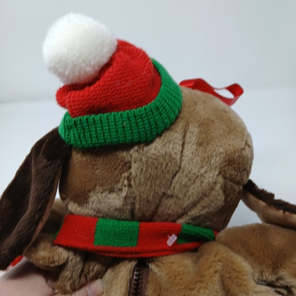 Rennoc Santas Best 3D Brown Dog Christmas Stocking 20" With Pockets - Picture 13 of 14